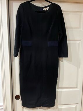 Black Boden Sheath Dress with Navy Accent - Classic Work Dress